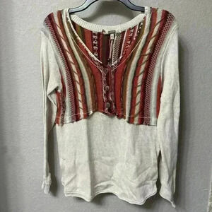 NWT gimmicks by BKE southwestern fall v-neck sweater Size XS